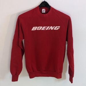 Jerzees Vintage Red Boeing Crewneck Sweatshirt|Large
